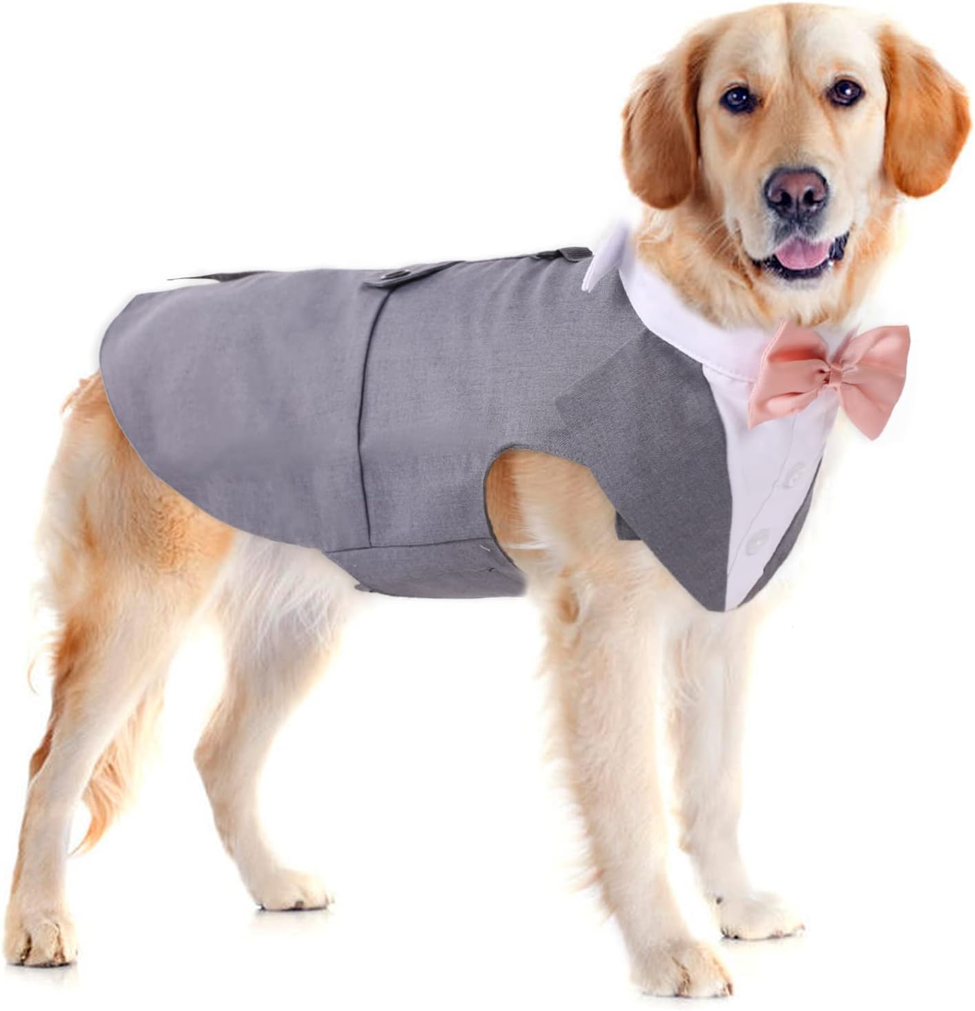 Dog Tuxedo & Bandana Set – Formal Wedding Outfit with Bow Tie for Dogs & Cats