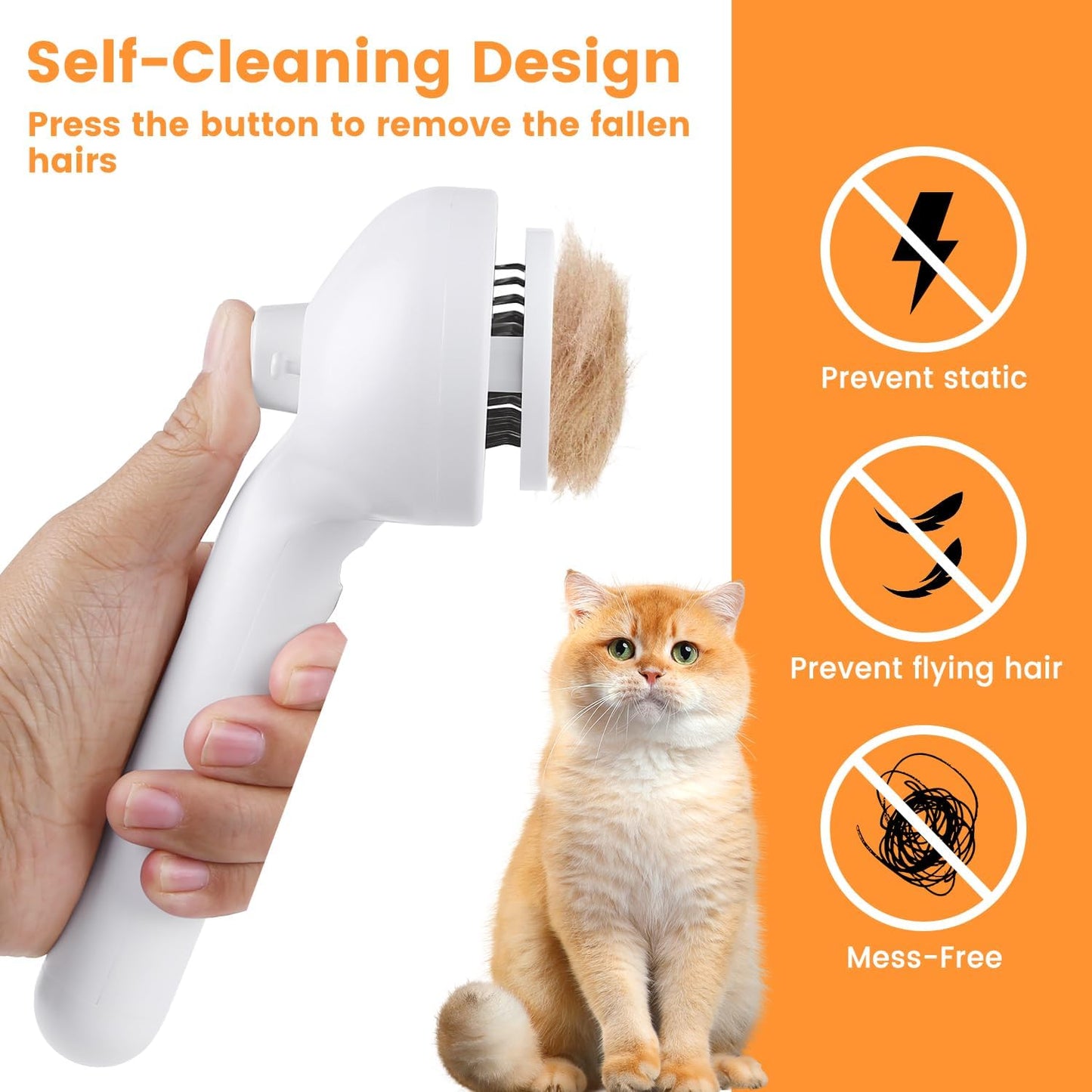 3-in-1 Cat Steam Brush – Shedding & Grooming Tool (White)