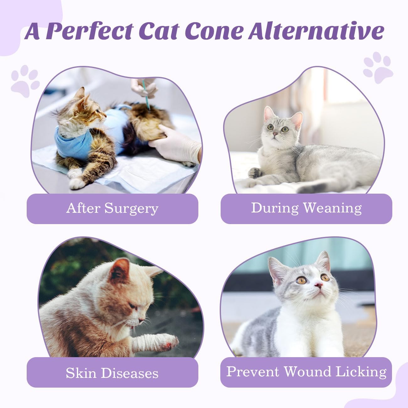 Cat Recovery Suit – Breathable Post-Surgery Shirt, E-Collar Alternative, Medium