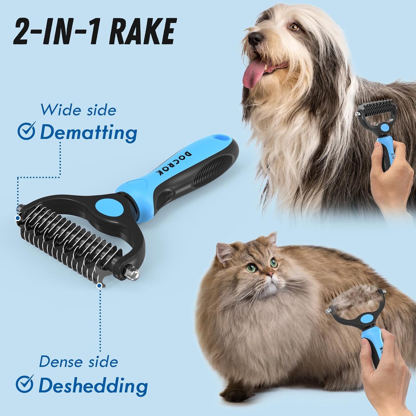 Pet Grooming Combo – Blue Deshedding Brush & Metal Comb