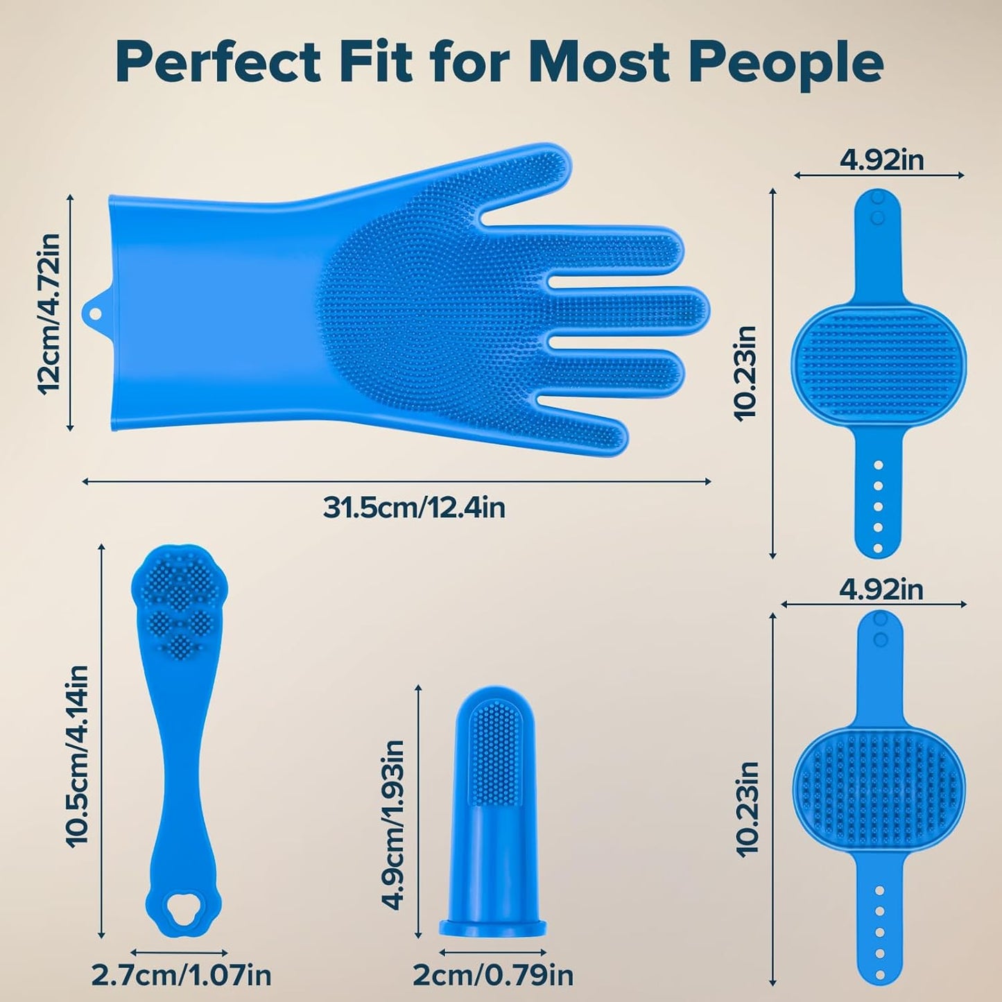 6PCS Pet Grooming Kit – Bath Brush, Shampoo Gloves & Grooming Tools (Navy Blue)