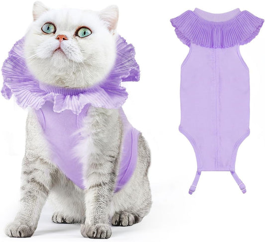 Cat Recovery Suit – Breathable Post-Surgery Shirt, E-Collar Alternative, Medium